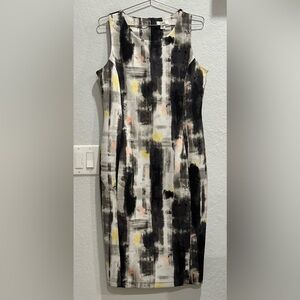 Cato Black and Yellow Abstract Midi Dress